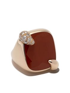 Pomellato золотое кольцо Ritratto с яшмой и бриллиантами