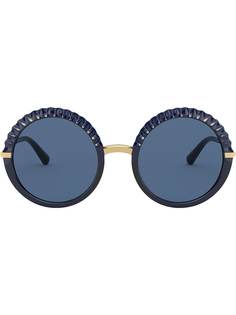 Dolce & Gabbana Eyewear солнцезащитные очки в фактурной круглой оправе