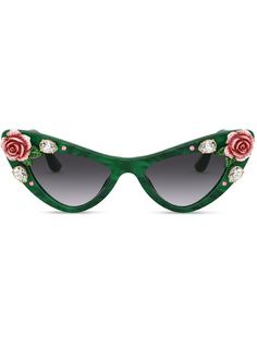 Dolce & Gabbana Eyewear солнцезащитные очки Tropical Rose в оправе кошачий глаз