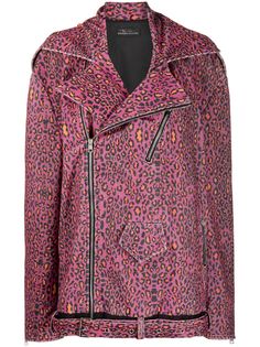 Barbara Bologna байкерская куртка оверсайз с леопардовым принтом