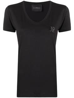 John Richmond футболка с V-образным вырезом и декорированным логотипом