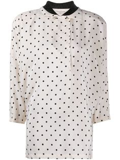 Versace Pre-Owned блузка в горох с рукавами три четверти