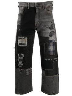 Junya Watanabe MAN укороченные джинсы с нашивками