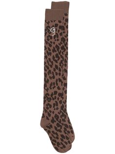 GANNI высокие носки с леопардовым принтом