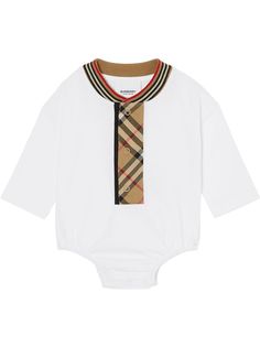 Burberry Kids боди с окантовкой в клетку Vintage Check