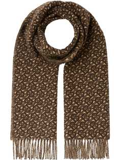 Burberry шарф с монограммой и бахромой