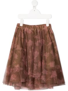 Brunello Cucinelli Kids юбка из тюля с цветочным принтом