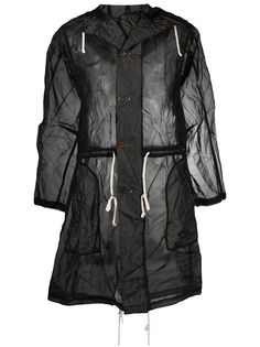 Black Comme Des Garçons полупрозрачный плащ длины миди