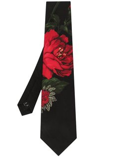 Yohji Yamamoto галстук с цветочным принтом