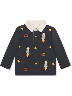 Gucci Kids рубашка поло с вышивкой