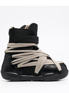 Moncler + Rick Owens массивные ботинки с контрастной шнуровкой
