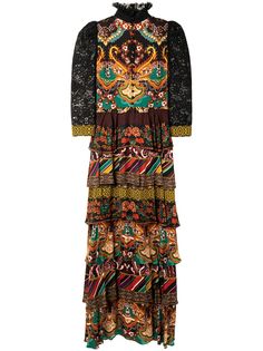 Alice+Olivia ярусное платье макси с принтом