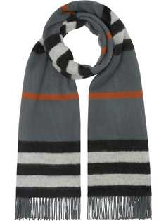 Burberry шарф в полоску Icon Stripe с бахромой