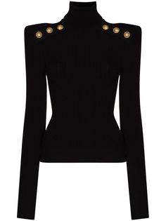 Balmain свитер в рубчик с высоким воротником