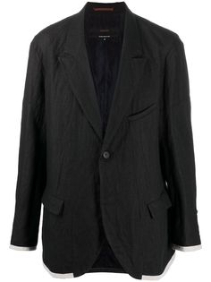 Ziggy Chen однобортный пиджак с контрастной вставкой