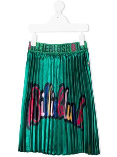 Billieblush плиссированная юбка с логотипом и эффектом металлик