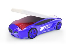 Кровать-машина карлсон roadster лексус с подъемным механизмом, с подсветкой дна и фар (magic cars) синий 105x49x174 см.