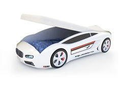 Кровать-машина карлсон roadster ауди с подъемным механизмом, с подсветкой дна и фар (magic cars) белый 105x49x174 см.