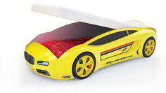Кровать-машина карлсон roadster ауди с подъемным механизмом, с подсветкой дна и фар (magic cars) желтый 105x49x174 см.