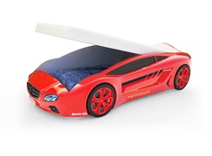 Кровать-машина карлсон roadster мерседес с подъемным механизмом, с подсветкой дна и фар (magic cars) красный 105x49x174 см.