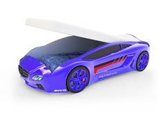 Кровать-машина карлсон roadster мерседес с подъемным механизмом, с подсветкой дна и фар (magic cars) синий 105x49x174 см.