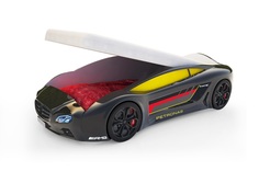 Кровать-машина карлсон roadster мерседес с подъемным механизмом, с подсветкой дна и фар (magic cars) черный 105x49x174 см.