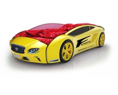 Кровать-машина карлсон roadster лексус с подсветкой дна и фар (magic cars) желтый 105x49x174 см.