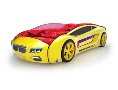 Кровать-машина карлсон roadster бмв с подсветкой дна и фар (magic cars) желтый 105x49x174 см.