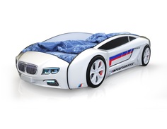 Кровать-машина карлсон roadster бмв с подсветкой дна и фар (magic cars) белый 105x49x174 см.