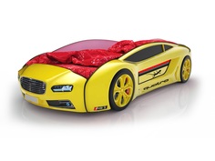 Кровать-машина карлсон roadster ауди с подсветкой дна и фар (magic cars) желтый 105x49x174 см.