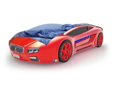 Кровать-машина карлсон roadster бмв с подсветкой дна и фар (magic cars) красный 105x49x174 см.