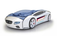Кровать-машина карлсон roadster мерседес с подсветкой дна и фар (magic cars) белый 105x49x174 см.