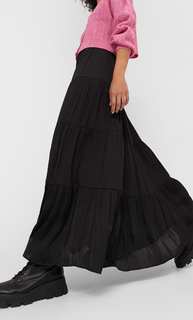 Stradivarius Длинная Юбка Из Сатина Женская Коллекция Черный Xs