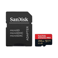 Карта памяти microSDXC UHS-I U3 Sandisk Extreme Pro 256 ГБ, 170 МБ/с, Class 10, SDSQXCZ-256G-GN6MA, 1 шт., переходник SD