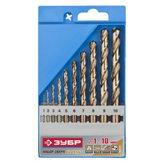 Наборы бит и сверл Набор сверл ЗУБР КОБАЛЬТ, по металлу, 10шт [29626-h10_z01]
