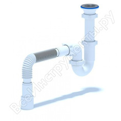 Сифон для умывальника/мойки ани пласт трубный, 1 1/2x40, гофра, 40х40/50, нержавеющая сетка d0115 025-0369