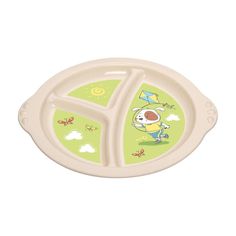 Тарелка Пластишка детская трехсекционная с зеленым декором