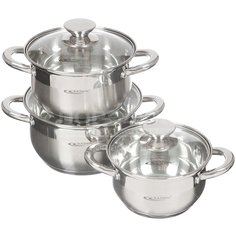 Набор посуды из нержавеющей стали Катунь Диана KT01-А (кастрюли 1.8+2.5+3.5 л), 6 предметов