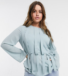 Серая блузка с вставками Elvi Plus-Серый