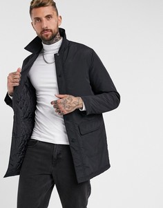 Черный дутый тренч со стеганой подкладкой ASOS DESIGN