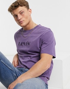 Фиолетовая футболка свободного кроя с логотипом на груди Levis-Синий