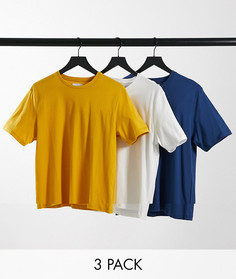 Набор из 3 футболок (белая/синяя/желтая) Topman-Многоцветный