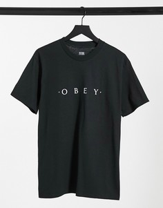 Черная футболка с логотипом на груди Obey Novel-Черный