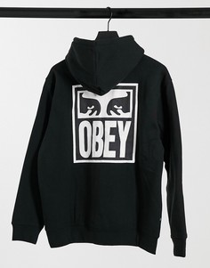 Черный худи с принтом на спине Obey eyes icon