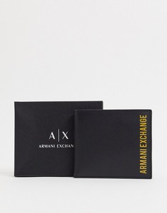 Черный бумажник с контрастным логотипом сбоку Armani Exchange