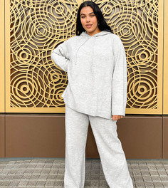 Серый меланжевый худи из трикотажа в стиле oversized ASOS DESIGN Curve (от комплекта)