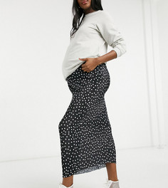 Монохромная плиссированная юбка миди в горошек ASOS DESIGN Maternity-Многоцветный