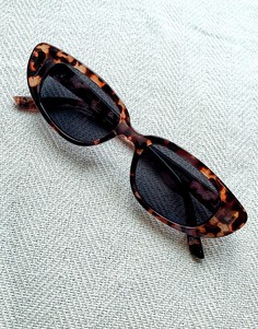 Узкие солнцезащитные очки в черепаховой оправе «кошачий глаз» ASOS DESIGN-Коричневый
