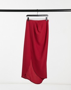 Юбка макси малинового цвета с запахом и драпировкой Vesper-Красный