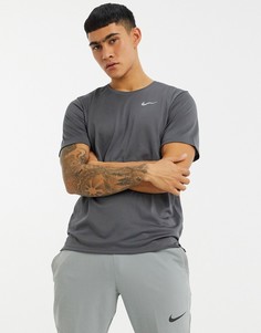 Серая футболка для бега с короткими рукавами Nike Running Dri-FIT-Черный